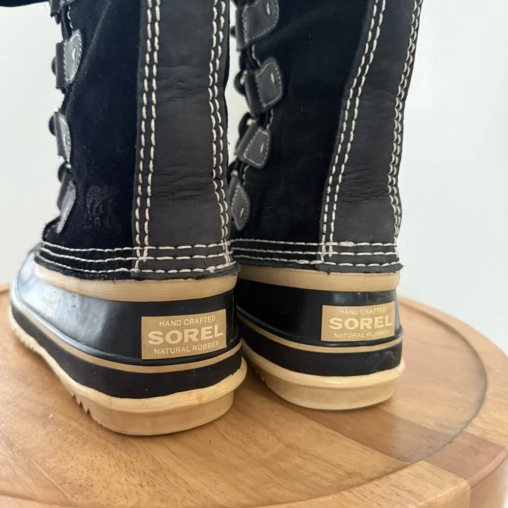 Sorel Black Faux Fur Lace Up Waterproof Winter Boots Women’s Size 6